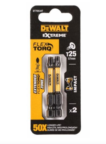 Punta de destornillador Torx DeWALT TORX T25, EXTREME (2 piezas) DT70534T