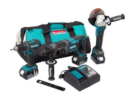 Juego de batería para máquina MAKITA Li-ion LXT 18V/amoladora DGA504 + martillo DHR241 + destornillador DDF482/DLX3078TX1