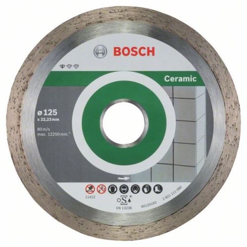 BOSCH Disco de corte de diamante Estándar para Cerámica 125 x 22,23 x 1,6 x 7 mm (10 piezas) 2608603232