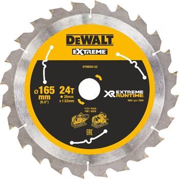 Hoja de sierra DeWALT (ideal para sierras FLEXVOLT), 165 x 20 mm, 24 dientes DT99560