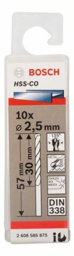 BOSCH Brocas para metal HSS-Co, DIN 338 2,5 x 30 x 57 mm (10 uds) 2608585875