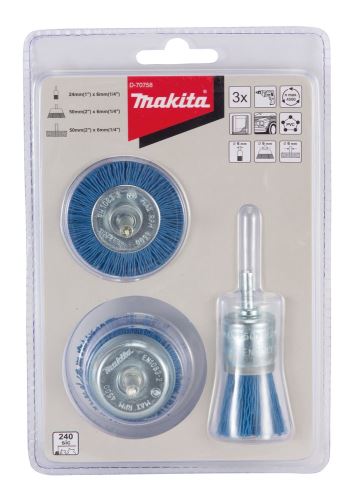 MAKITA juego de cepillos de nailon para lijado fino 3 piezas D-70758