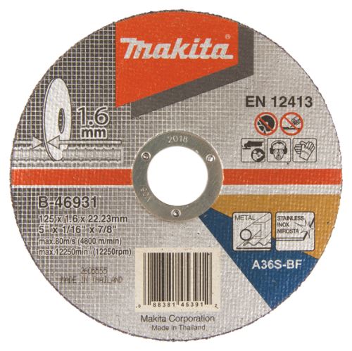 Disco de corte MAKITA acero inoxidable 125x1,6x22,23 mm B-46931