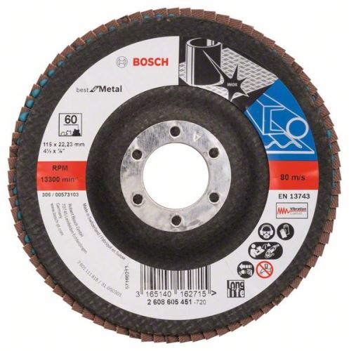 BOSCH Muela abrasiva de láminas X571, Best for Metal D = 115 mm; G = 60, roto 2608605451