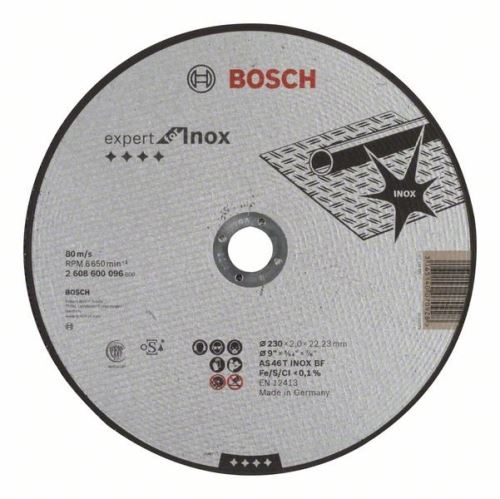 BOSCH Disco de corte recto Expert para Inox AS 46 T INOX BF, 230 mm, 2,0 mm 2608600096