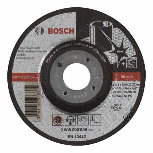 BOSCH Disco de desbaste perfilado Expert para Inox AS 30 S INOX BF, 115 mm, 6,0 mm 2608600539