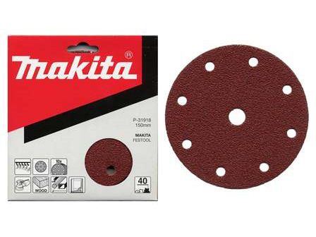 MAKITA papel de lija Velcro 150 mm 9 agujeros K100, 50 uds P-32605