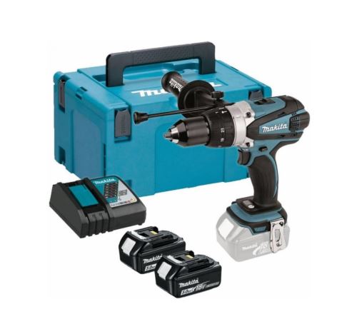 Makita Atornillador de impacto inalámbrico Li-ion LXT 18V/5.0 Ah, Makpac DHP458RTJ