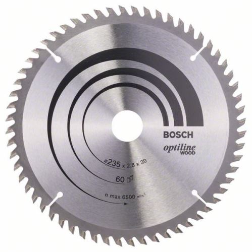 BOSCH Hoja de sierra Optiline Madera 235 x 30/25 x 2,8 mm, 60 2608641192