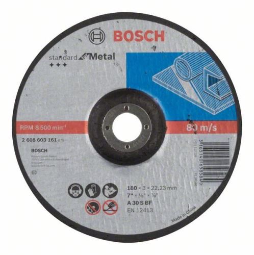 BOSCH Disco de corte perfilado Standard for Metal A 30 S BF, 180 mm, 22,23 mm, 3,0 mm 2608603161