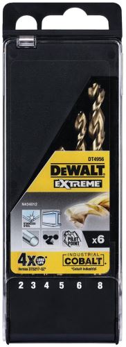 DeWALT Juego de brocas para metal HSS-E COBALT en caja de plástico / 2, 3, 4, 5, 6, 8 mm / (6 piezas) DT4956