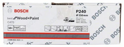 BOSCH Papel de lija C470, paquete de 50 uds. 150 mm, 240 2608621023