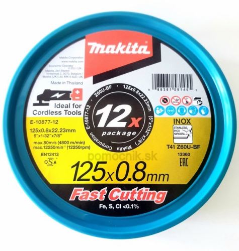 Disco de corte de acero inoxidable MAKITA 125x0,8x22,23 mm, 12 piezas nuevoE-22953-12 E-10877-12