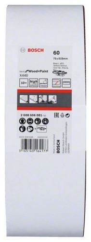 BOSCH Juego de bandas de lija de 10 piezas X440 75 x 533 mm, 60 2608606081