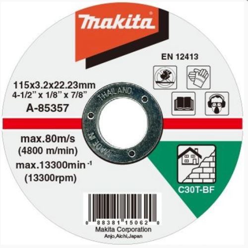 MAKITA disco piedra corte 115x3x22 mm A-85357