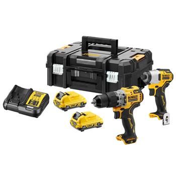 Juego de herramientas compacto con batería DeWALT de 12 V, 2 baterías, TSTAK DCK2111L2T