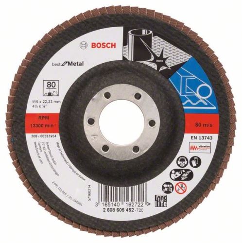 BOSCH Muela abrasiva de láminas X571, Best for Metal D = 115 mm; G = 80, roto 2608605452