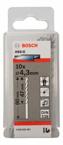 BOSCH Brocas para metal HSS-G, DIN 338 4,3 x 47 x 80 mm (10 uds) 2608585487