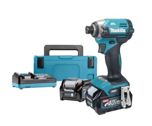 Makita Atornillador de impacto inalámbrico 1/4" Li-ion XGT 40V/2.0Ah, Makpac TD003GA201