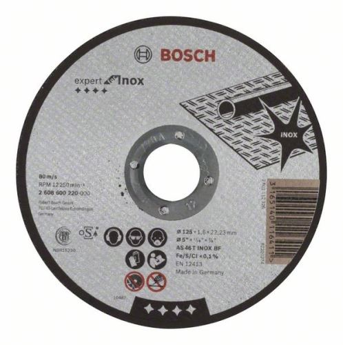 BOSCH Disco de corte recto Expert para Inox AS 46 T INOX BF, 125 mm, 1,6 mm 2608600220