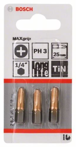 BOSCH broca ph 3 lata, 25 mm, 3 piezas 2607001548