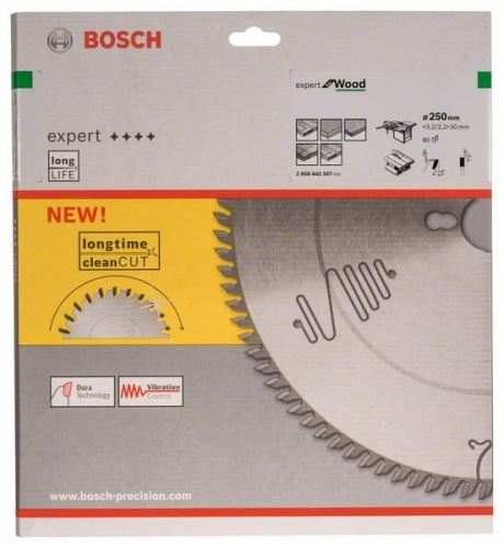 BOSCH Hoja de sierra Expert para madera 250 x 30 x 3,2 mm, 80 2608642507