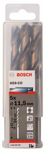 BOSCH Brocas para metal HSS-Co, DIN 338 11,5 x 94 x 142 mm (5 uds) 2608585902