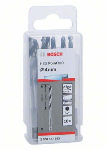 BOSCH Broca para metal HSS PointTeQ HEX con vástago de 6 puntas; 4,0 milímetros 2608577543