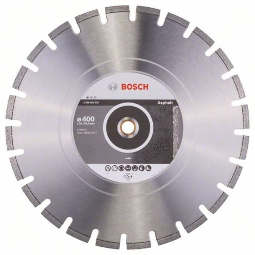 BOSCH Disco corte diamante Estándar para Asfalto 400 x 20/25,40 x 3,6 x 10 mm 2608602626