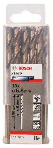 BOSCH Brocas para metal HSS-Co, DIN 338 6,8 x 69 x 109 mm (10 uds) 2608585891