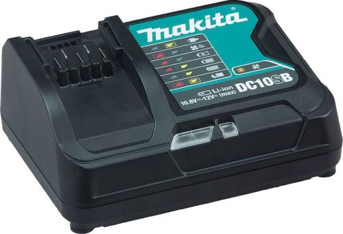 Cargador MAKITA Li-ion CXT DC10SB 12V para carga rápida embalado en caja de cartón 197363-4