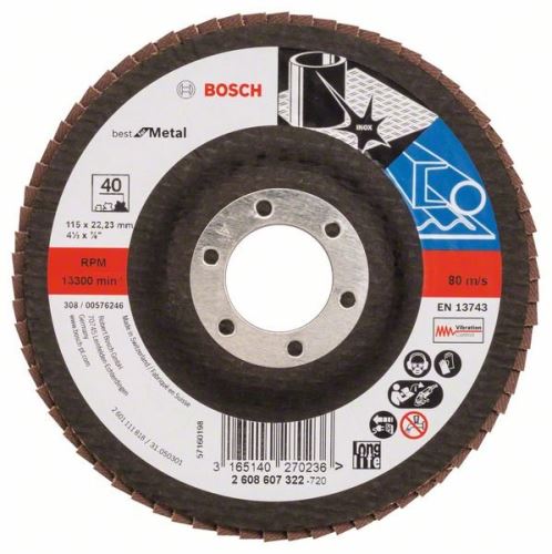 BOSCH Muela abrasiva de láminas X571, Best for Metal D = 115 mm; G = 40, igual a 2608607322