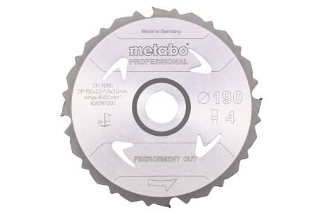 METABO Hoja de sierra 190 x 30 mm, 4 dientes, 5° FibercementCutProfi 628297000