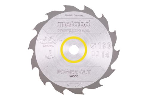 METABO Hoja de sierra de metal duro (para KS 1266 S/1468 S) 190 x 20 mm, 14 dientes 628004000