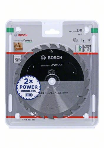 BOSCH Hoja de sierra para sierras inalámbricas; Estándar para Madera 165x15.875x1.5/1.0x24T 2608837681