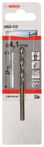 BOSCH Brocas para metal HSS-Co, DIN 338 4,1 x 43 x 75 mm 2608585847