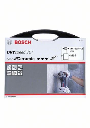 BOSCH Juego de 4 piezas de brocas de diamante en seco Best for Ceramic con M14 - ⌀6/8/10/12 mm 2607017579