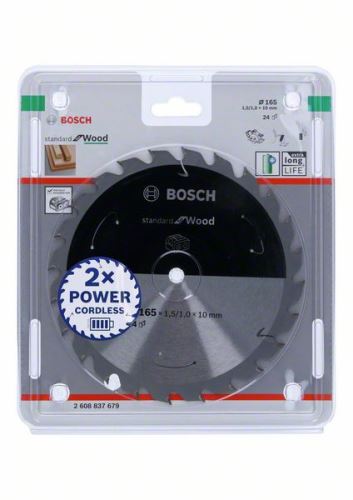 BOSCH Hoja de sierra para sierras inalámbricas; Estándar para Madera 165x10x1.5/1.0x24T 2608837679