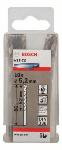 BOSCH Brocas para metal HSS-Co, DIN 338 5,2 x 52 x 86 mm (10 uds) 2608585887