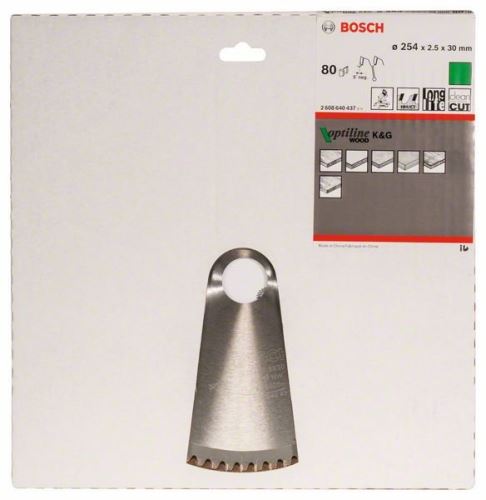 BOSCH Hoja de sierra Optiline Madera 254 x 30 x 2,5 mm, 80 2608640437