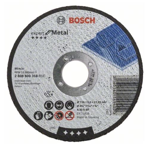 BOSCH Disco de corte recto Expert para metal A 30 S BF, 115 mm, 2,5 mm 2608600318