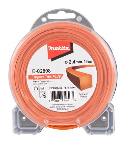 Cuerda MAKITA nylon Plus 2,4 mm, 15 m, naranja, cuadrada E-02808