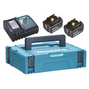 MAKITA Li-ion LXT 18V juego 2 piezas BL1850B+1 pieza cargador DC18RC+1 pieza Makpac 197624-2