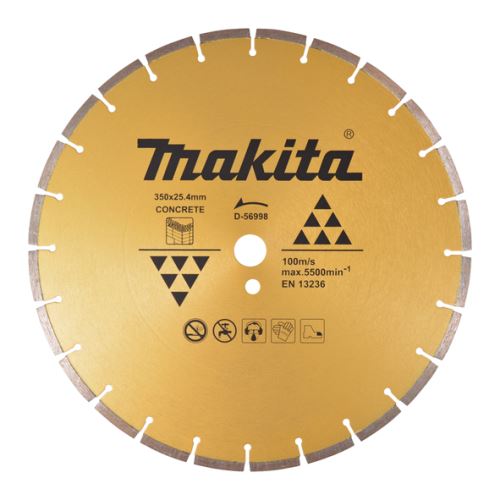 Disco de corte de hormigón diamantado MAKITA 350x3x25,4 mm D-56998